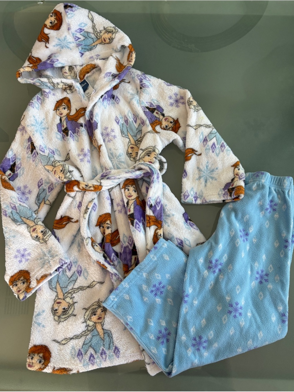 Disney Frozen Robe Anna Elsa Snowflake Pajama Pants SZ 6 Pjs